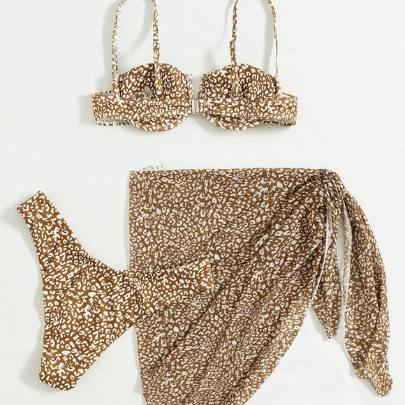 Boho Leopard print Cheeky Bikini Wrap Set Beach - Picture 6 of 7